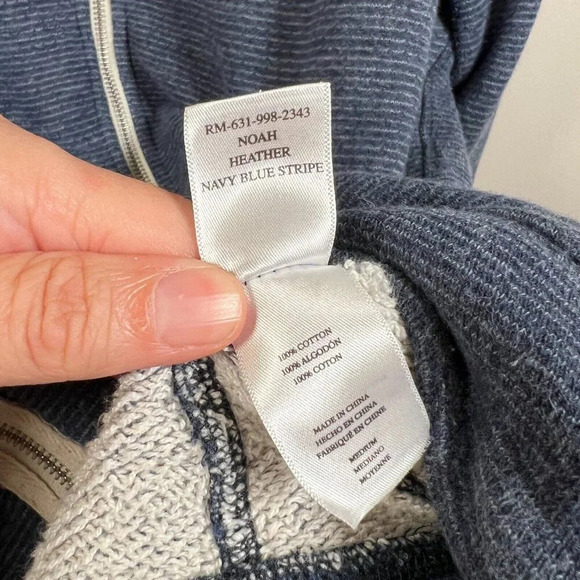 Rails Noah Pinstripe French Terry Full Zip Hoodie Sweatshirt Size Medium Lounge - Picture 10 of 11